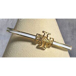 Tory Burch Britten Gold & White Enamel Metal Cuff Bracelet